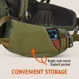 Kelty Asher 65L backpack - gear access view