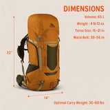 Kelty Glendale 65L backpack - fit adjustment detail