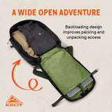 Kelty Redwing Traveler Backpack, Travel Pack with Wide U Zip Opening, Signature Wing Pockets, 30 - 50L Capacity (30L Black)