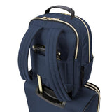 Kenneth Cole REACTION Chelsea 2-Piece Bundle - 20" Chevron Expandable 8-Wheel Carry-On Suitcase & Matching 15" Laptop Backpack, Navy