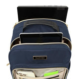 Kenneth Cole REACTION Chelsea 2-Piece Bundle - 20" Chevron Expandable 8-Wheel Carry-On Suitcase & Matching 15" Laptop Backpack, Navy