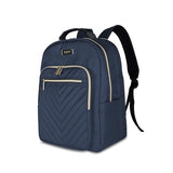 Kenneth Cole REACTION Chelsea 2-Piece Bundle - 20" Chevron Expandable 8-Wheel Carry-On Suitcase & Matching 15" Laptop Backpack, Navy