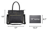 Kenneth Cole REACTION Chelsea Quilted Chevron 15" Laptop & Tablet Business Tote with Removable Shoulder Strap, Black