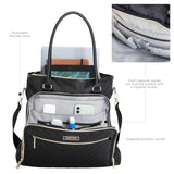 Kenneth Cole REACTION Chelsea Quilted Chevron 15" Laptop & Tablet Business Tote with Removable Shoulder Strap, Black