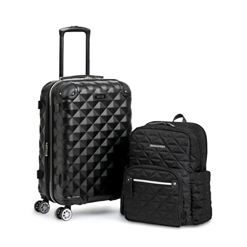 Kenneth Cole REACTION Diamond Tower Collection Lightweight Hardside Expandable 8-Wheel Spinner Travel Luggage, Black, 2-Piece Bundle | Backpacks4Less