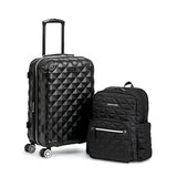 Kenneth Cole REACTION Diamond Tower Collection Lightweight Hardside Expandable 8-Wheel Spinner Travel Luggage, Black, 2-Piece Bundle | Backpacks4Less