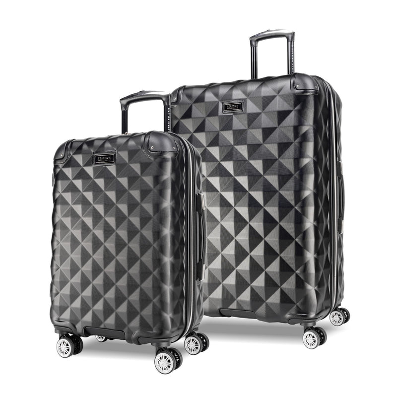 Kenneth Cole REACTION Diamond Tower Collection Lightweight Hardside Expandable 8 - Wheel Spinner Travel Luggage, Black, 2 - Piece Set (20" & 28")
