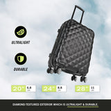 Kenneth Cole REACTION Diamond Tower Collection Lightweight Hardside Expandable 8 - Wheel Spinner Travel Luggage, Deep Teal, 3 - Piece Set (20", 24", & 28")