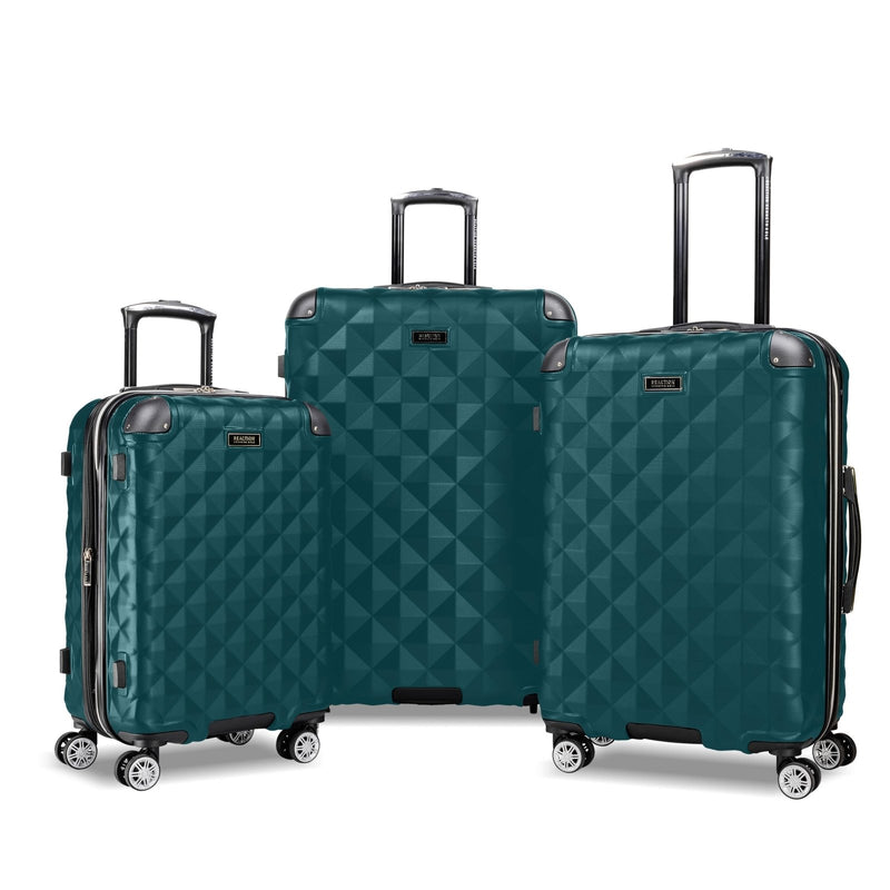 Kenneth Cole REACTION Diamond Tower Collection Lightweight Hardside Expandable 8 - Wheel Spinner Travel Luggage, Deep Teal, 3 - Piece Set (20", 24", & 28")