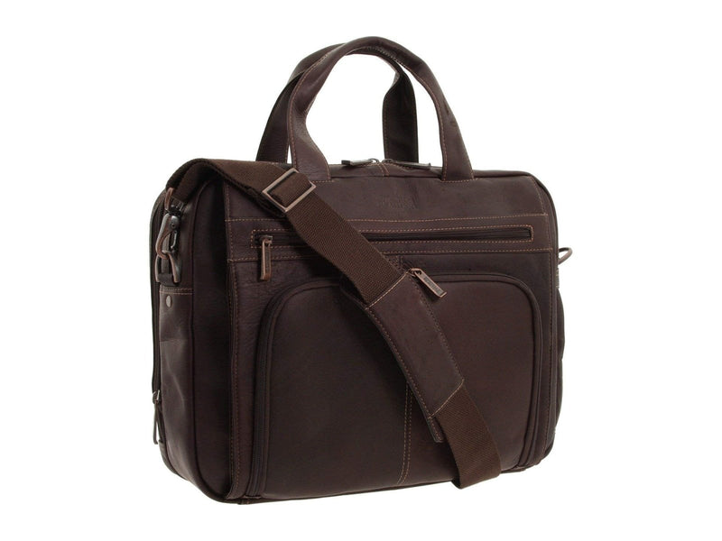 Kenneth Cole Reaction Full - Grain Colombian Leather Briefcase Expandable RFID 15.6" Laptop Computer Business Portfolio Shoulder Bag, Brown
