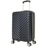 Kenneth Cole REACTION Madison Square Lightweight Hardside Chevron Expandable Spinner Luggage, Black, 2 - Piece (20" Carry On + Backpack)
