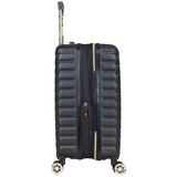 Kenneth Cole REACTION Madison Square Lightweight Hardside Chevron Expandable Spinner Luggage, Black, 2 - Piece (20" Carry On + Backpack)