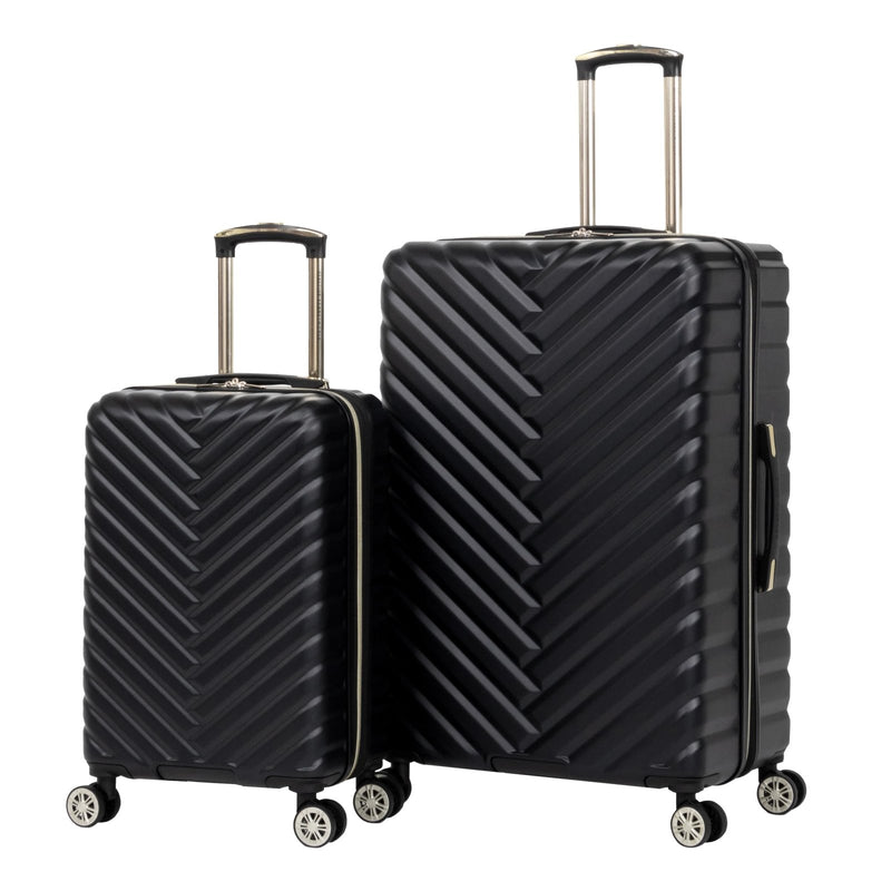 Kenneth Cole REACTION Madison Square Lightweight Hardside Chevron Expandable Spinner Luggage, Black, 2 - Piece Set (20" & 28")