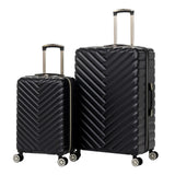 Kenneth Cole REACTION Madison Square Lightweight Hardside Chevron Expandable Spinner Luggage, Black, 2-Piece Set (20