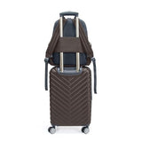 Kenneth Cole REACTION Madison Square Lightweight Hardside Chevron Expandable Spinner Luggage, Chocolate Brown, 2-Piece (20" Carry On + Sophie Backpack)