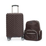 Kenneth Cole REACTION Madison Square Lightweight Hardside Chevron Expandable Spinner Luggage, Chocolate Brown, 2-Piece (20