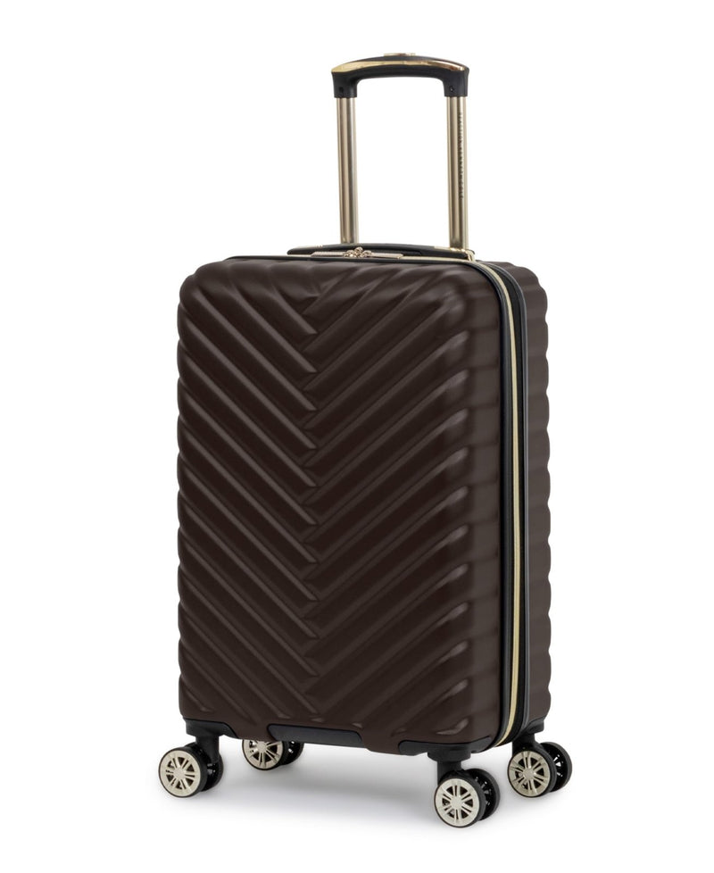 Kenneth Cole REACTION Madison Square Lightweight Hardside Chevron Expandable Spinner Luggage, Chocolate Brown, 20 - Inch Checked