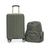 Kenneth Cole REACTION Madison Square Lightweight Hardside Chevron Expandable Spinner Luggage, Olive, 2-Piece (20