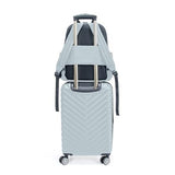 Kenneth Cole REACTION Madison Square Lightweight Hardside Chevron Expandable Spinner Luggage, Slate, 2 - Piece (20" Carry On + Sophie Backpack)