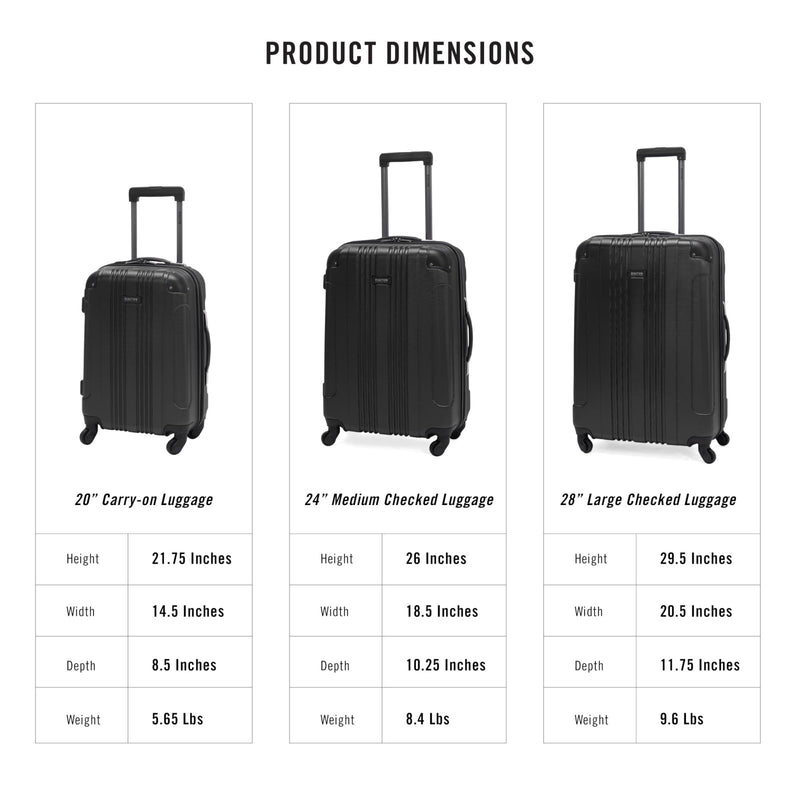 Kenneth Cole REACTION Out of Bounds Lightweight Hardshell 4 - Wheel Spinner Luggage, Charcoal, 3 - Piece Set (20", 24", & 28")