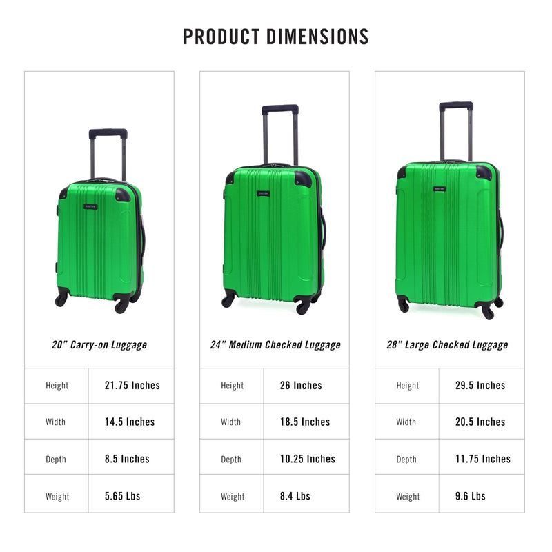 Kenneth Cole REACTION Out of Bounds Lightweight Hardshell 4 - Wheel Spinner Luggage, Kelly Green, 2 - Piece Set (20" & 28")