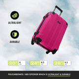 Kenneth Cole REACTION Out of Bounds Lightweight Hardshell 4 - Wheel Spinner Luggage, Magenta, 24 - Inch Checked