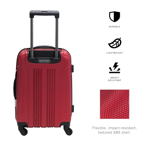 Kenneth Cole REACTION Out of Bounds Lightweight Hardshell 4-Wheel Spinner Luggage, Scarlet Red, 20-Inch Carry On