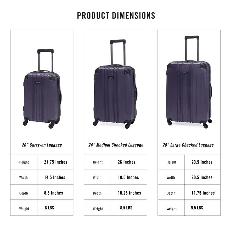 Kenneth Cole REACTION Out of Bounds Lightweight Hardshell 4 - Wheel Spinner Luggage, Smokey Purple, 2 - Piece Set (20" & 28")