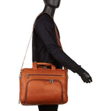 Kenneth Cole REACTION Out Of The Bag Manhattan Colombian Leather RFID 15.6" Laptop Briefcase, Cognac