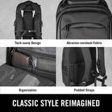 Kenneth Cole REACTION Parker Polyester Abrasion - Resistant Travel 17" Laptop Backpack with Removable Laptop Sleeve, Black