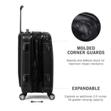 Kenneth Cole REACTION Renegade Luggage Expandable 8 - Wheel Spinner Lightweight Hardside Suitcase, Black, 20 - Inch Carry On