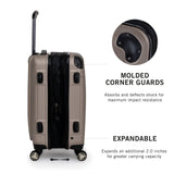 Kenneth Cole REACTION Renegade Luggage Expandable 8 - Wheel Spinner Lightweight Hardside Suitcase, Champagne, 20 - Inch Carry On