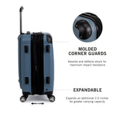 Kenneth Cole REACTION Renegade Luggage Expandable 8 - Wheel Spinner Lightweight Hardside Suitcase, Granite Blue, 24 - Inch Checked