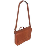 KENNETH COLE REACTION Risky Business Full-Grain Colombian Leather Crossbody Case & Tablet Day, Cognac, 15.6" Laptop Messenger Bag