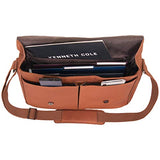 KENNETH COLE REACTION Risky Business Full-Grain Colombian Leather Crossbody Case & Tablet Day, Cognac, 15.6" Laptop Messenger Bag