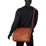 KENNETH COLE REACTION Risky Business Full-Grain Colombian Leather Crossbody Case & Tablet Day, Cognac, 15.6" Laptop Messenger Bag
