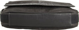 Kenneth Cole REACTION Risky Business Messenger Full-Grain Colombian Leather Crossbody Laptop Case & Tablet Day Bag, Black