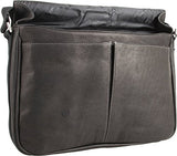 Kenneth Cole REACTION Risky Business Messenger Full-Grain Colombian Leather Crossbody Laptop Case & Tablet Day Bag, Black