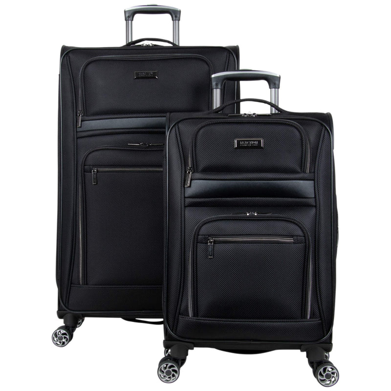 Kenneth Cole REACTION Rugged Roamer Lightweight Softside Expandable 8 - Wheel Spinner Luggage, Black, 2 - Piece (20” Carry - On/28” Check Size)