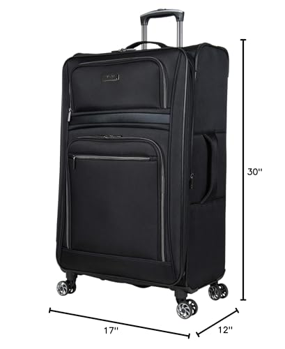 Kenneth Cole REACTION Rugged Roamer Lightweight Softside Expandable 8 - Wheel Spinner Luggage, Black, 2 - Piece (20” Carry - On/28” Check Size)