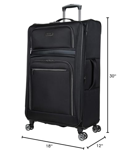 Kenneth Cole REACTION Rugged Roamer Lightweight Softside Expandable 8 - Wheel Spinner Luggage, Black, 28 - Inch Checked