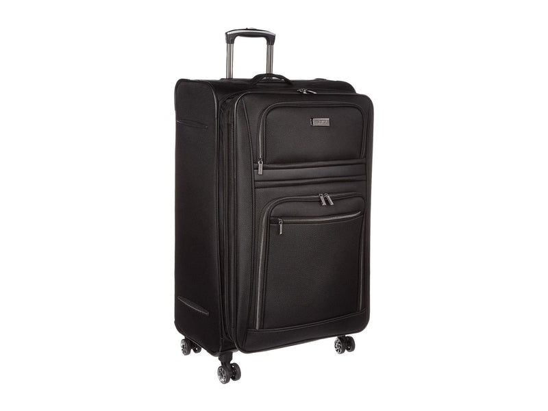 Kenneth Cole REACTION Rugged Roamer Lightweight Softside Expandable 8 - Wheel Spinner Luggage, Black, 28 - Inch Checked