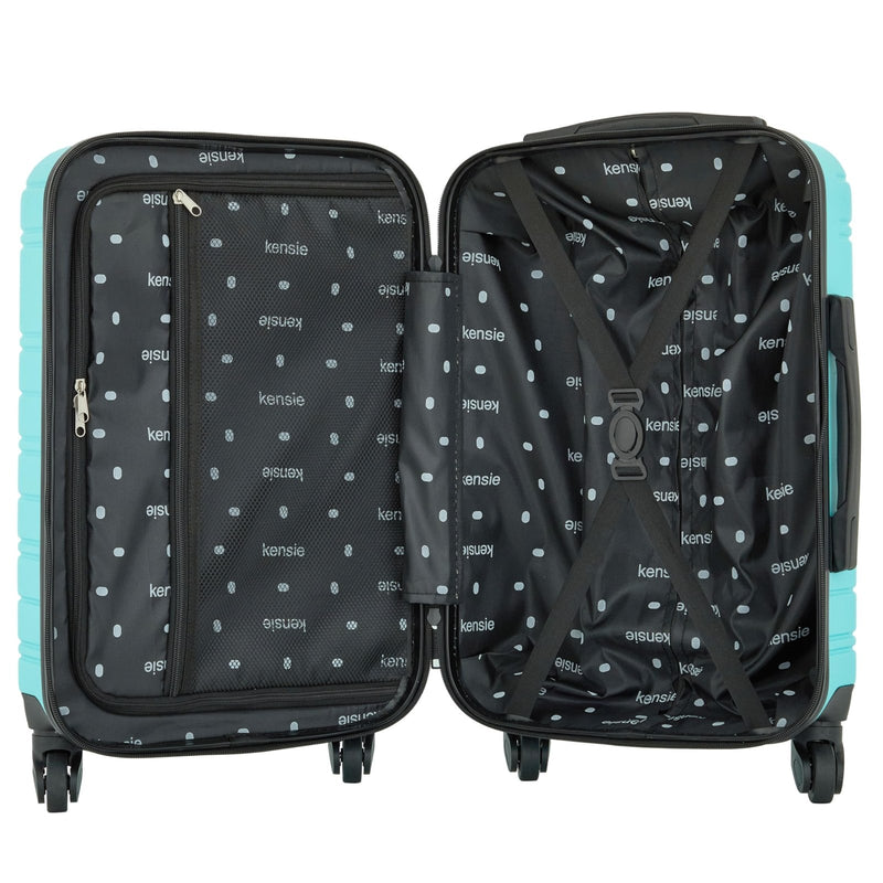 kensie 22" Peonies Hardside Carry - On Luggage with ID Tag, Pool Blue