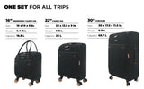 kensie Hudson Softside 3 - Piece Spinner Luggage Set, Black with Rose Gold