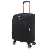 kensie Hudson Softside 3 - Piece Spinner Luggage Set, Black with Rose Gold