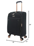 kensie Hudson Softside 3 - Piece Spinner Luggage Set, Black with Rose Gold