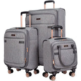 kensie Hudson Softside 3 - Piece Spinner Luggage Set, Heather Gray