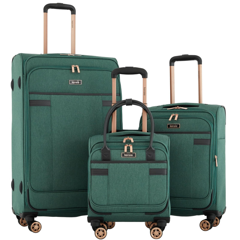 kensie Hudson Softside 3 - Piece Spinner Luggage Set, Smoke Pine