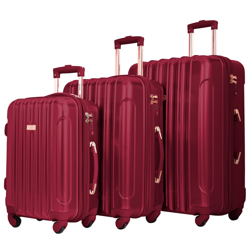 kensie Women's Alma Hardside Spinner Luggage,Expandable, Japanese Carmine Red, 3 Piece Set (20/24/28)