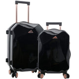 kensie Women's Shiny Diamond Hardside Spinner Luggage, Black, 2 - Piece Set (20/28)